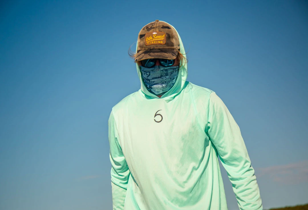 6th Sense Fishing Performance Apparel Performance 6 Hooded Sunshirt - Mint Green 4 6th Sense Fishing Performance Apparel Performance 6 Hooded Sunshirt - Mint Green