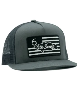 6th Sense Fishing Headwear 6 Flag - Flat Bill - Charcoal/Black