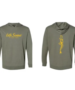 6th Sense Fishing 6 Bones - Lightweight Hoodie - Heather City Green