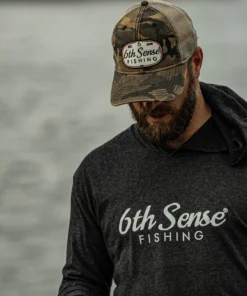 6th Sense Fishing Essential 6 - L/S Hooded Tee - Black Hooded Sunshirts