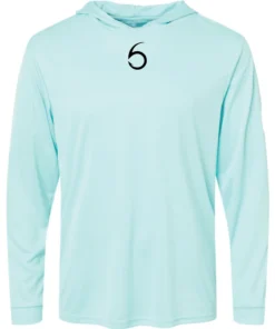 6th Sense Fishing Performance 6 Hooded Sunshirt - Aqua Blue Performance Apparel